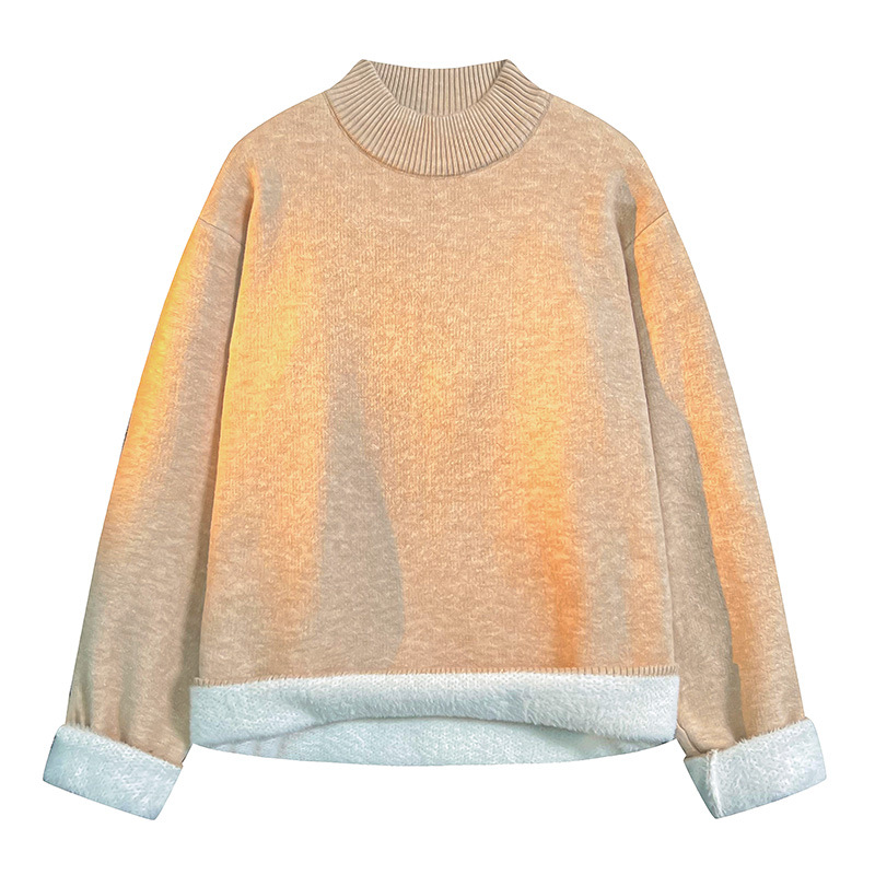 Men's Sweater Autumn Winter Loose Lazy Style Fleece Lined Base Knitwear Trendy Brand 680P49_voghion.com