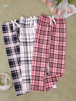 [3-Pack Plaid Autumn Trousers] Women's Plaid Autumn and