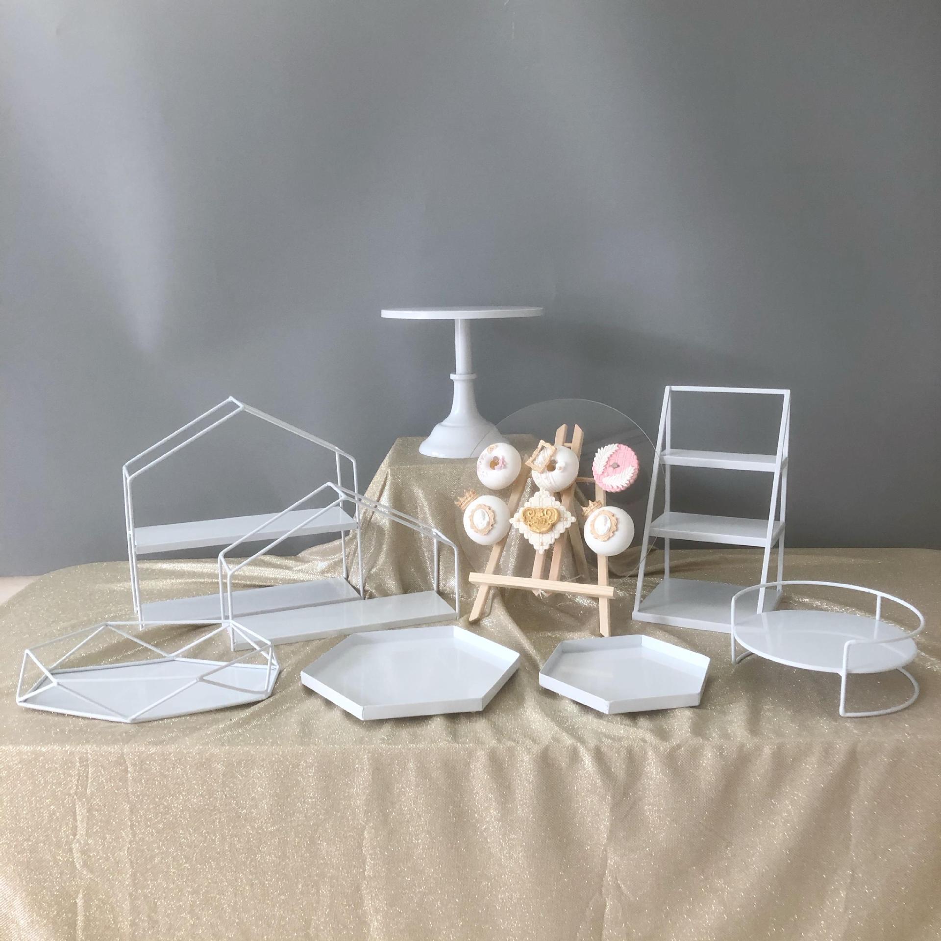 Estilo europeo blanco postre decoración de la Mesa soporte de exhibición pastel de cumpleaños estante comida fría té descanso Mesa merienda té de la tarde stand image 22