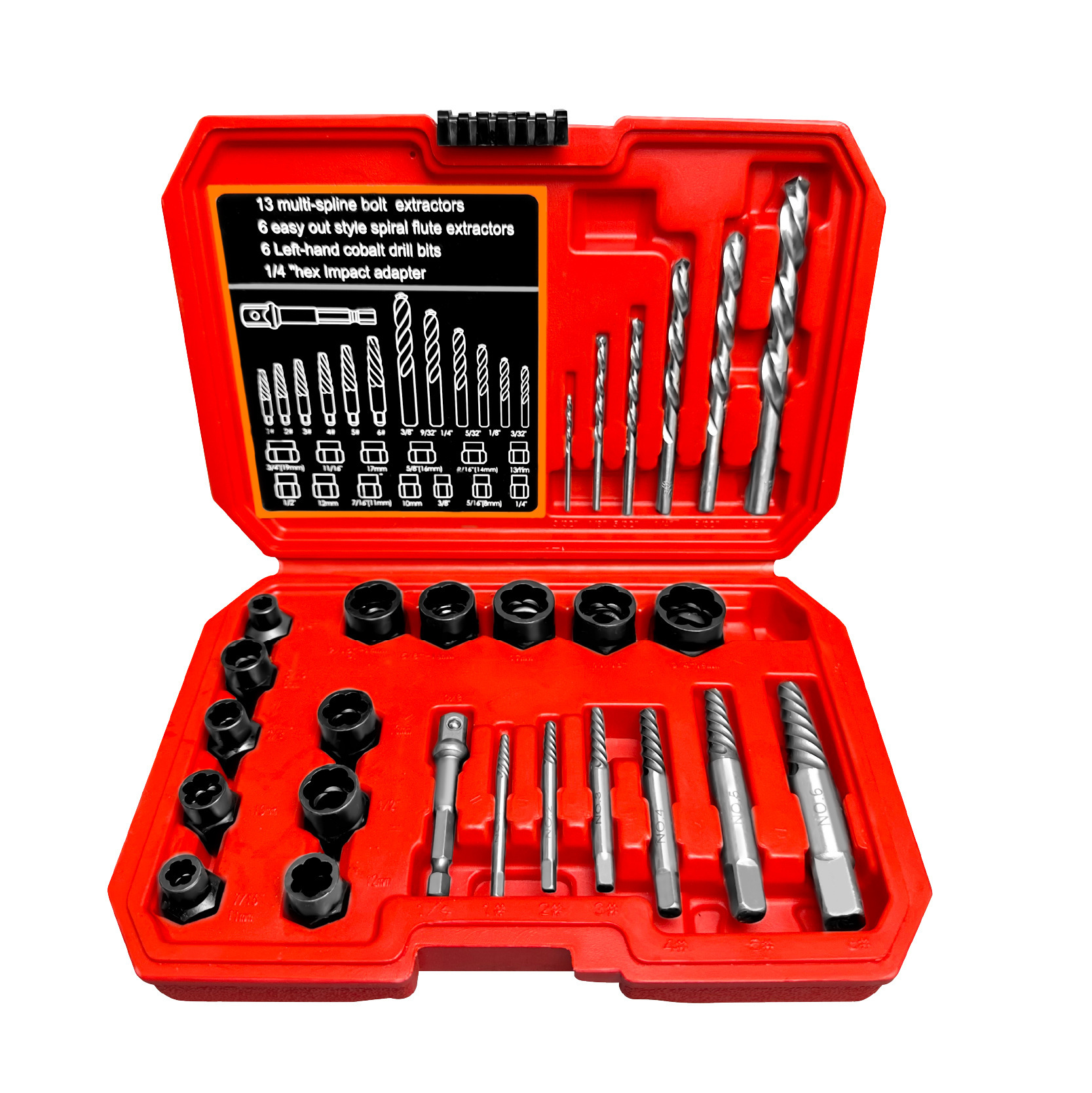 26pcs螺母取出器破损残缺螺母取出器六角螺母拆除套筒组套工具