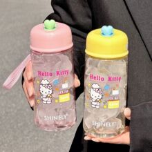 夏季吸管杯女可爱hellokitty耐高温便携小巧学生外出透明塑料水杯