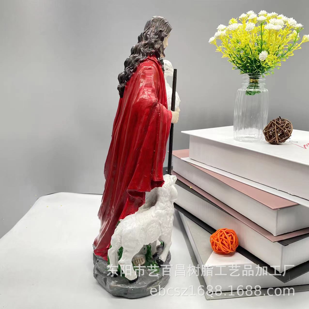 Fabricantes transfronterizos suministran directamente a pastores occidentales europeos muletas para decoraciones de ancianos resina artesanía escultura ornamentos