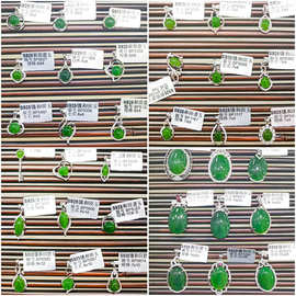 天然碧玉吊坠简约时尚和田碧玉项链女 s925银镶嵌吊坠银饰品批发