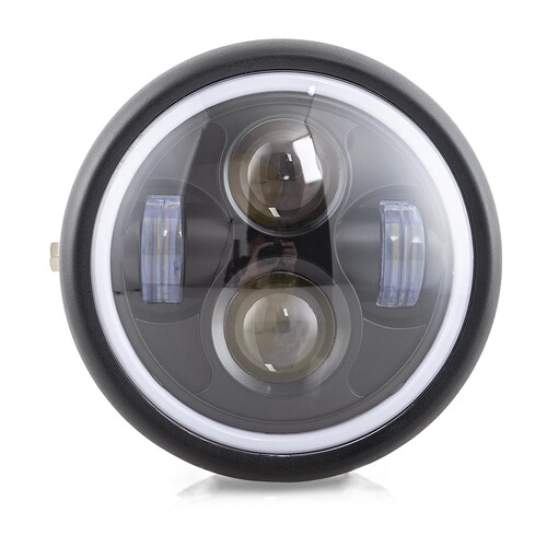 Motorcycle accessories modified LED retro headlight CG125 GN125 headlight Harley angel eye LED headlight
