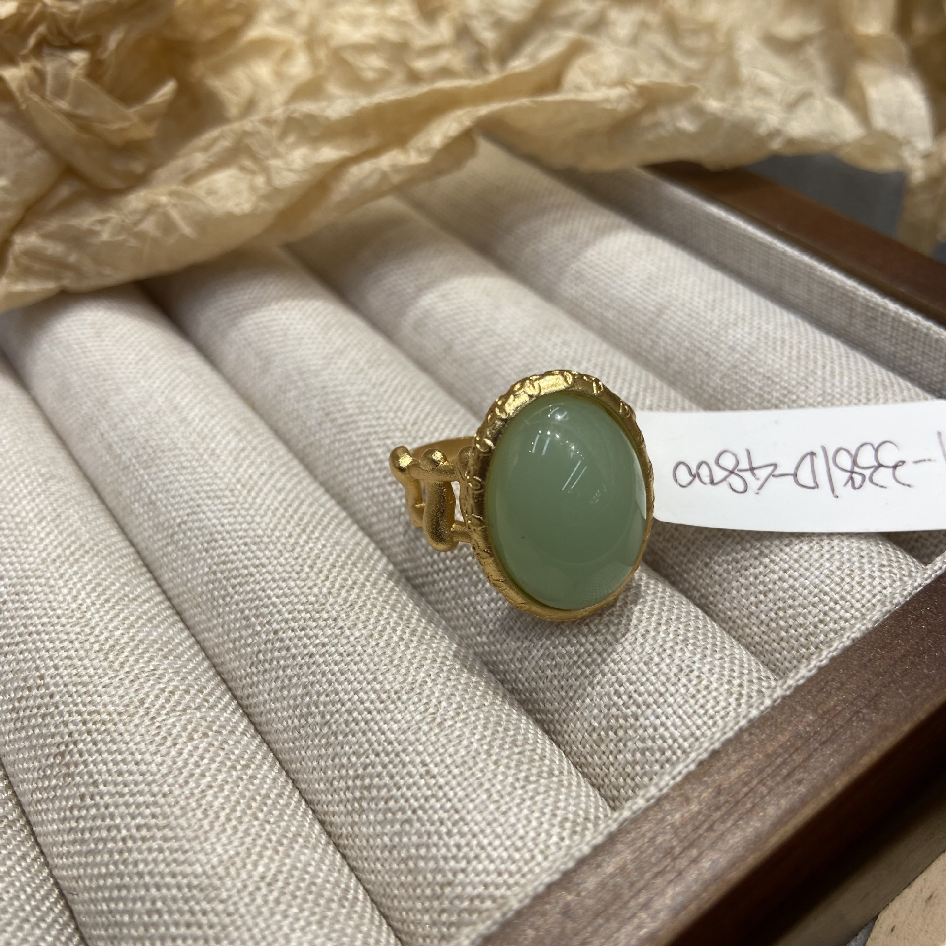 Bague Ouverte En Agate Jade Vert Style Rétro Palais Français_voghion.com
