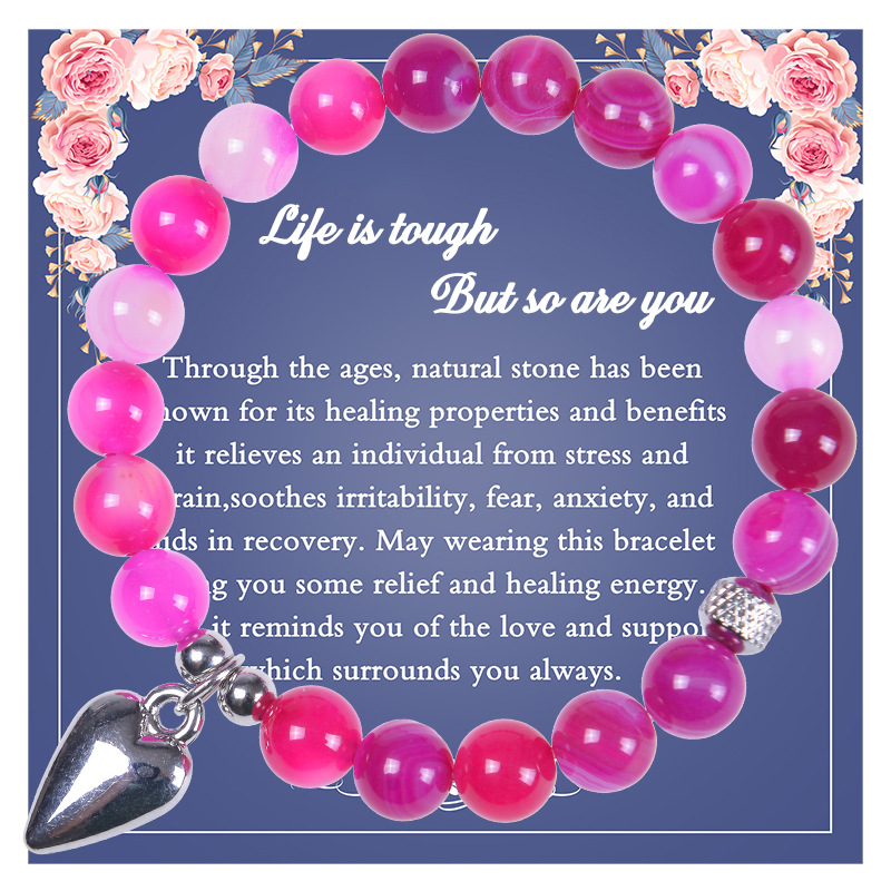 Fashion Heart Shape natural stone Agate Beaded Bracelets 1 Piece