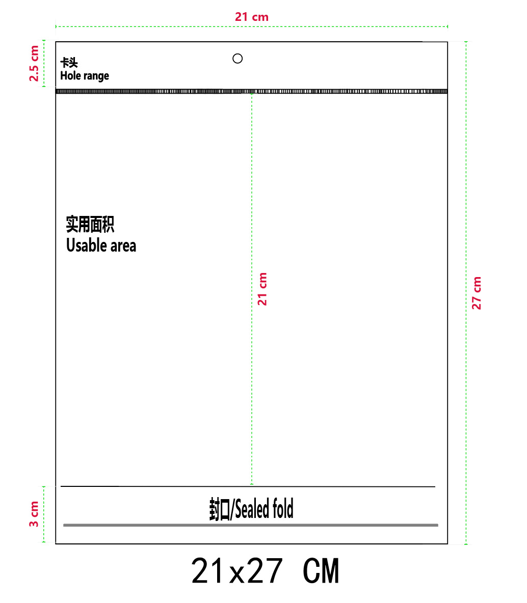 21*27*흰색+투명 100pcs/PCS*양면 5 실크