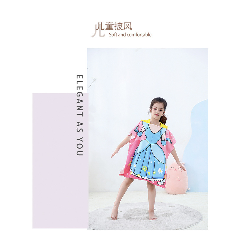 Toalla de baño con capucha Dibujos animados europeos y americanos Playa libre de formaldehído Chal de capa para niños Toalla de baño de capa absorbente para niños usable