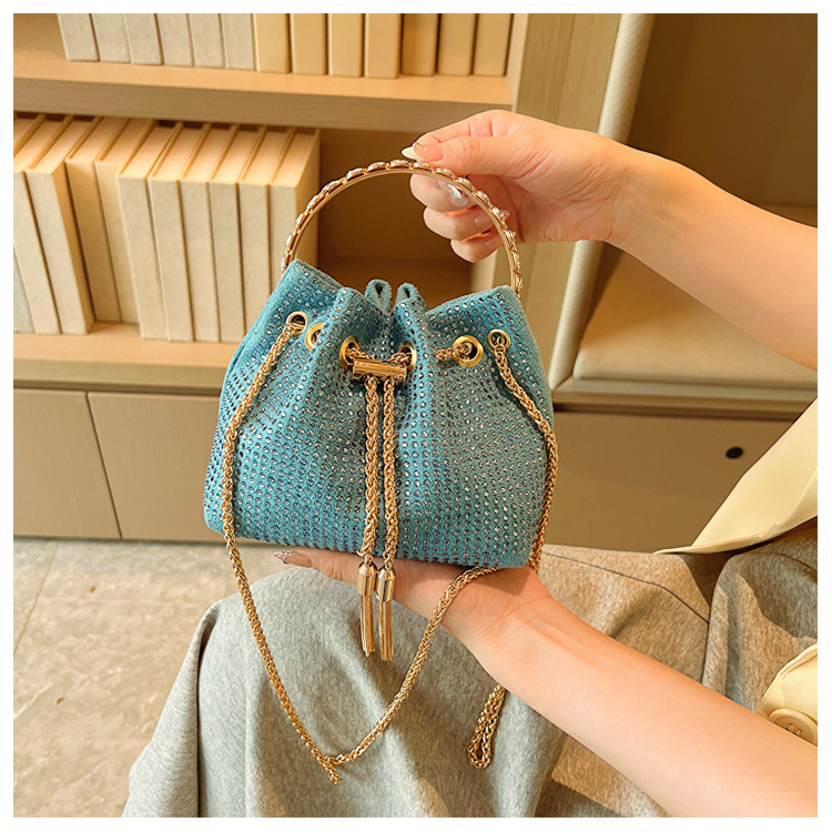 270g Weight Polyester Lining Material Sewing Thread Fashion Element String Closure Type Single Shoulder Strap Strap Type Evening Bag Bags Type Party, Shopping Occasion Pu Leather Material Solid Color Pattern All Seasons Season Women's Gender Streetwear Style Bucket Shape Medium Size Women's Medium Pu Leather Solid Color Streetwear Sewing Thread Bucket String Evening Bag 27
