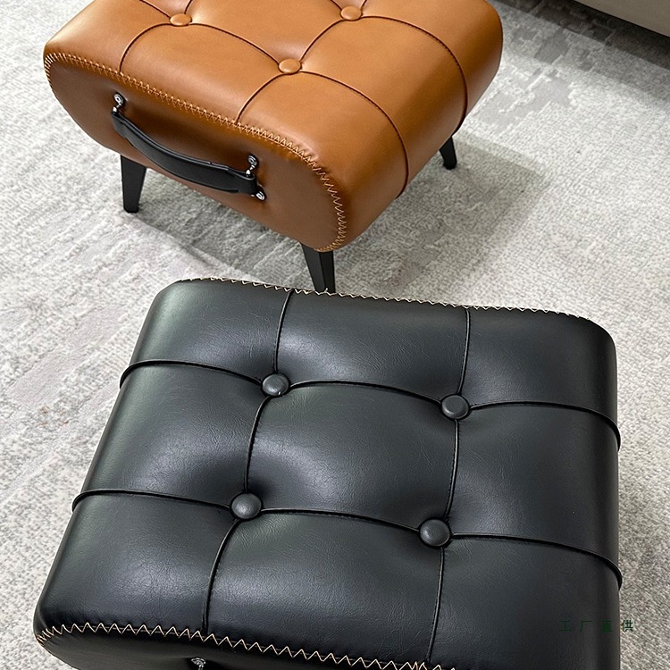 Light Luxury and High-End Small Stool, Living Room Coffee Table, Sofa Stool, Household Low Stool, Footstool, Shoe Changing Stool, Door Leather Stool