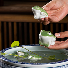 新中式陶瓷青蛙摆件家居装饰品创意可爱青蛙陶瓷青蛙漂浮水面摆件
