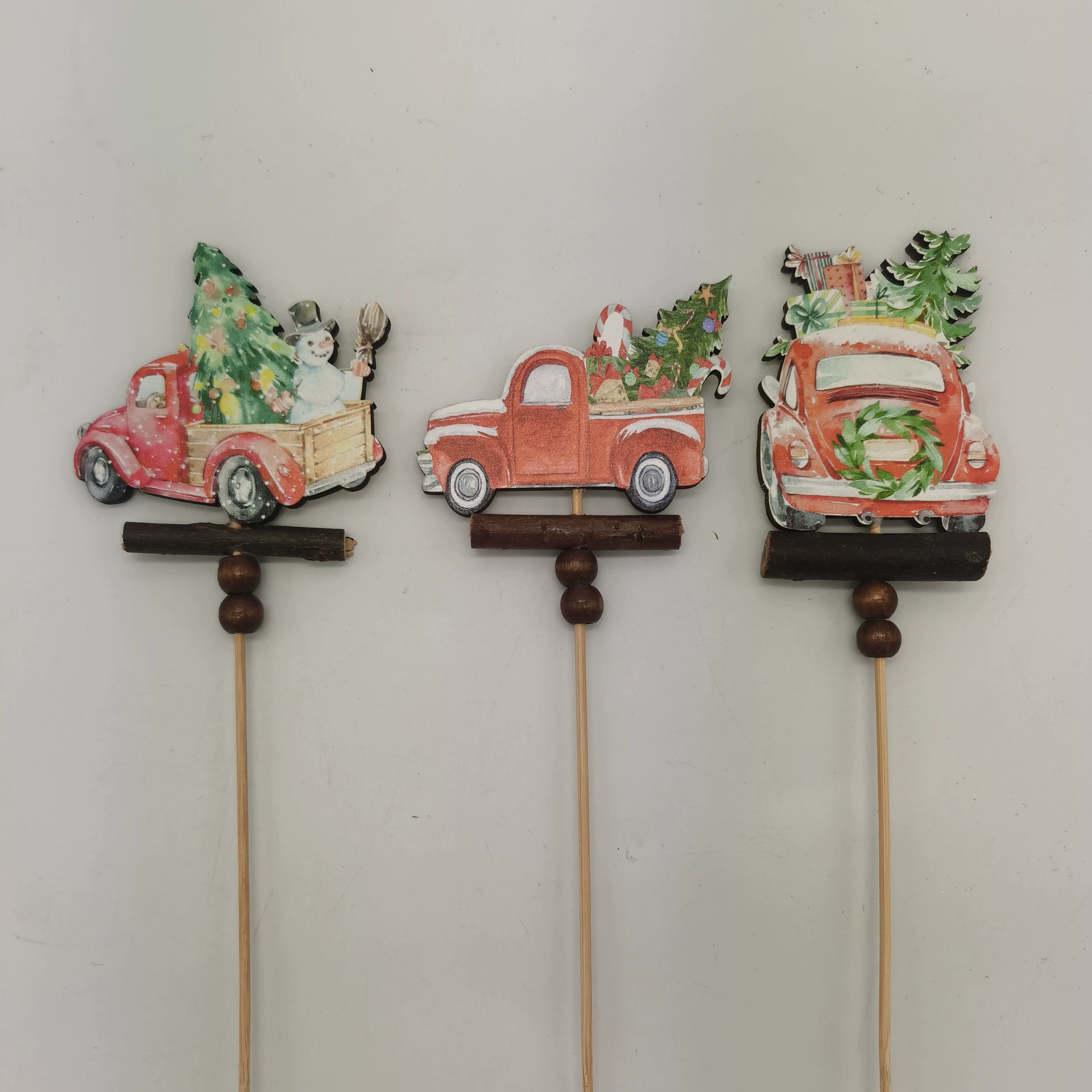 Новые елочные украшения деревянные расписанные елки Карты стол для вставки ваза украшение ветка композиция одна упаковка