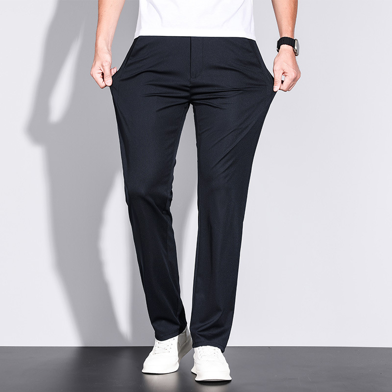 Spring and Summer Nylon Slim-Fit Skinny High-Waisted Straight-Leg Casual Pants for Men, Solid Color Youth Formal Dress Pants Spring and Summer Nylon Slim-Fit Skinny High-Waisted Straight-Leg Casual Pants for Men, Solid Color Youth Formal Dress Pants