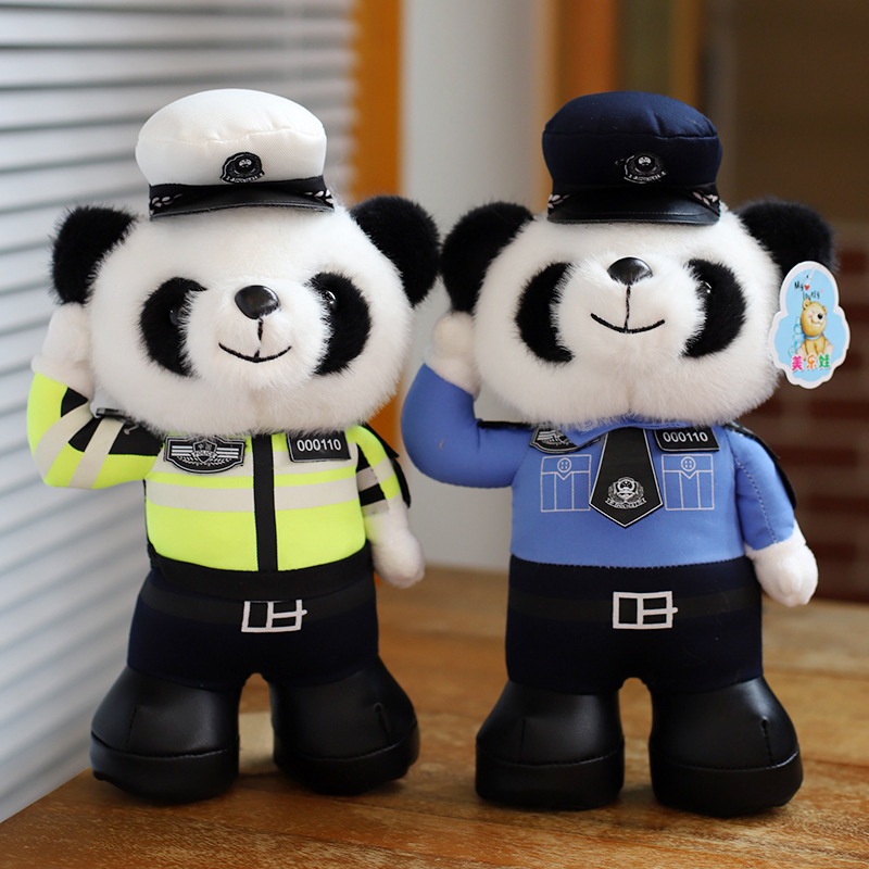 Muñecas de oso de peluche policía de tráfico oso de peluche policía panda muñecas de montaje de policía muñecas de tela