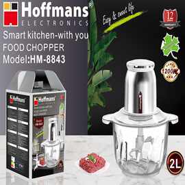 Hoffmans8843Food Chopper2LGlass 12Pcs/CTN 0.152cbm