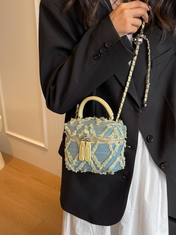 Jeans retro coreano bolso de mano para mujeres 2024 nueva moda moda cadenas de borda de hombro bolso de hombro