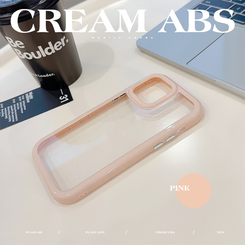 クリーム色のiPhone16ProMax、iPhone15、iPhone13、iPhone14、iPhone17対応のアクリル製スマホケース。シンプルで高級感があります。|undefined