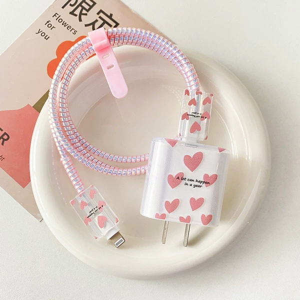 Apple 20W Multiple Pink Love [Black Edition] -The headhole+line cover 2+1 meter laser powder rope (pink strap)
