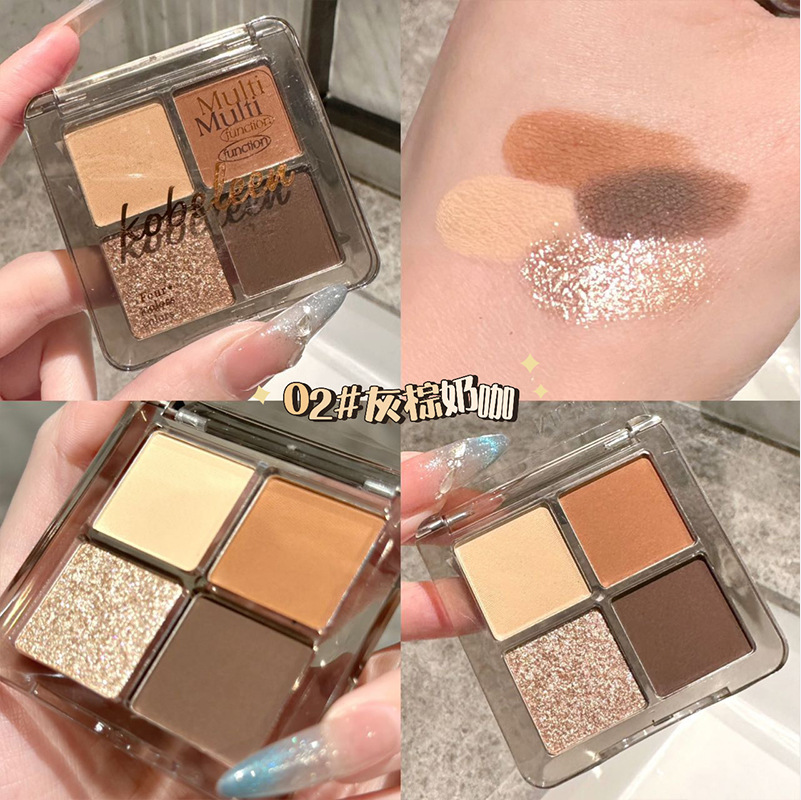 Kobeleen divertido juego de sombras de ojos de cuatro colores nacarado mate todos los días, un plato de sombras de ojos de puré de papas baratas y multiusos