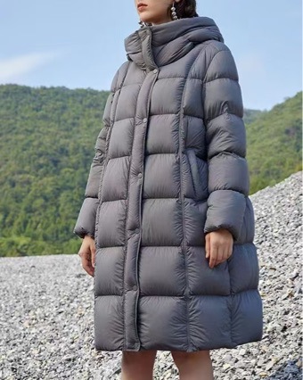 25 New Imported Coruda Puff White Goose down Hooded Mid-Length Over-The-Knee Thickeneded Extreme Cold Goose down Jacket for Women