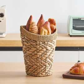 跨境草编收纳筐壁挂式手提花篮墙面装饰干花收纳篮书籍杂志收纳篮