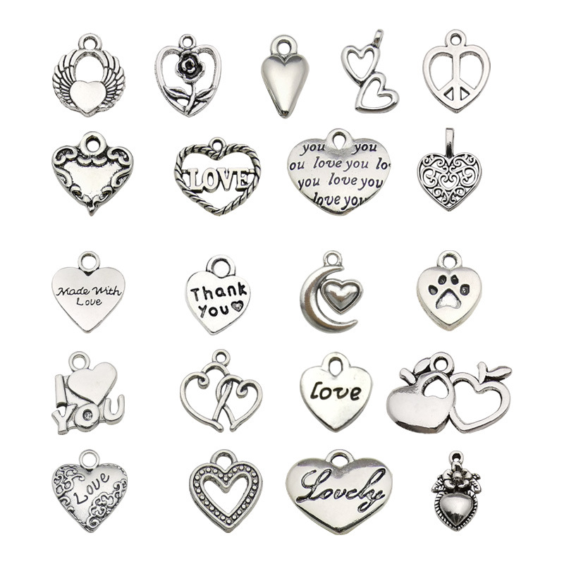 Bricolaje aleación accesorios de la joyería collar 1 melocotón corazón pendientes colgante hueco amor pulsera colgante hecho a mano Accesorios