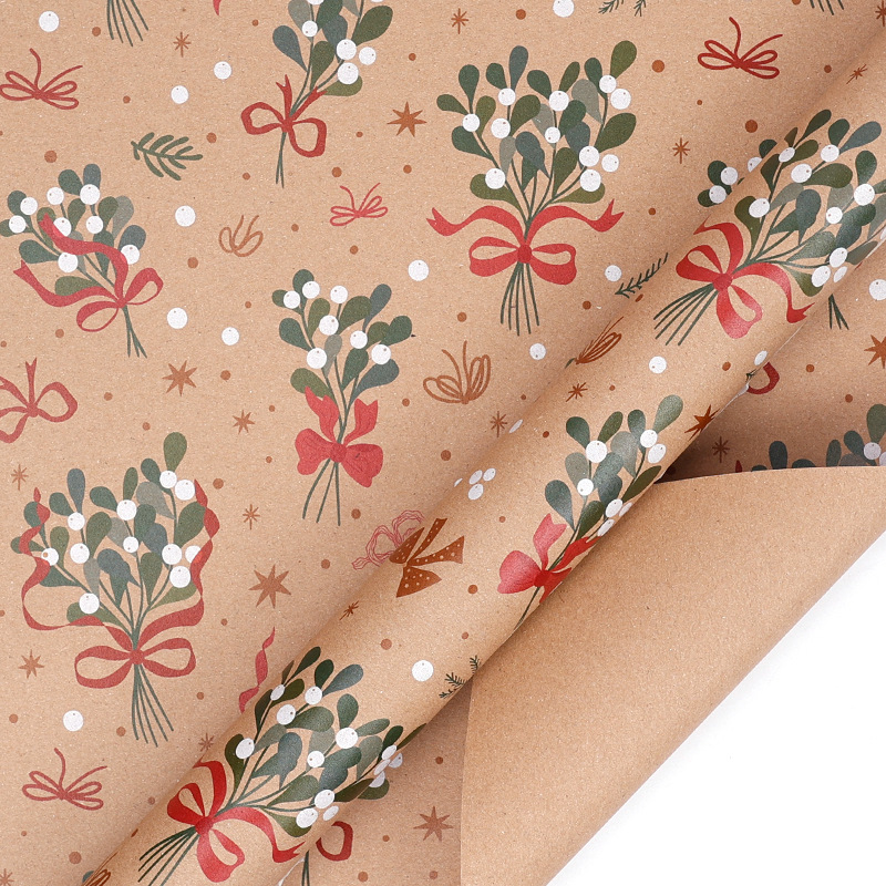 Papel de embalaje de regalos de Navidad transfronterizos Papá Noel campana flocos de nieve Papá Noel flores de embalaje de regalo