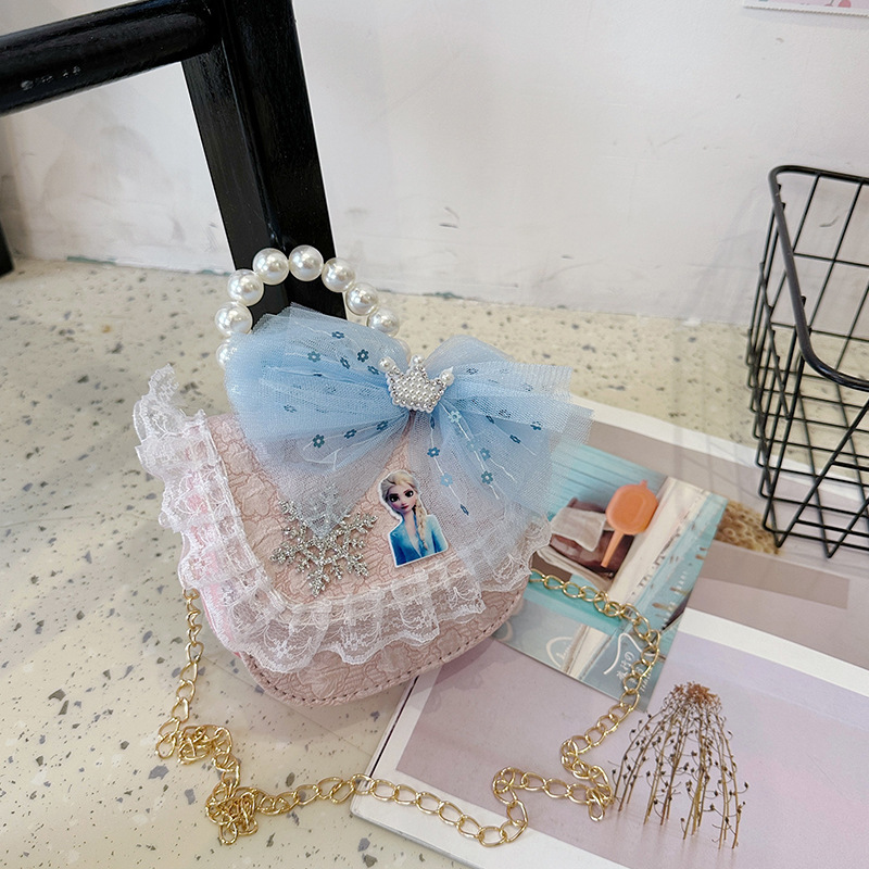 2025 nuevo bolso de perla para niños arco encantador caricatura cadena de estilo exterior bolsa de cambio de moda versátil