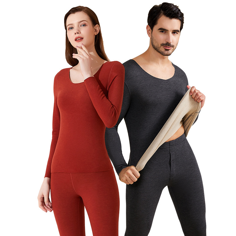 A級デロンカシミヤシルク蓄熱シームレス保温下着セット カップル向け 秋冬10A抗菌秋服秋パンツ