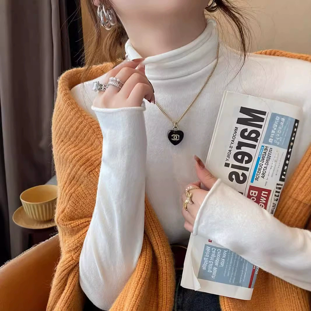 Женская базовая кофта с высоким воротом, осень-зима 2025, новый дизайн, серый свитер с многослойным воротником, трикотажный топ.