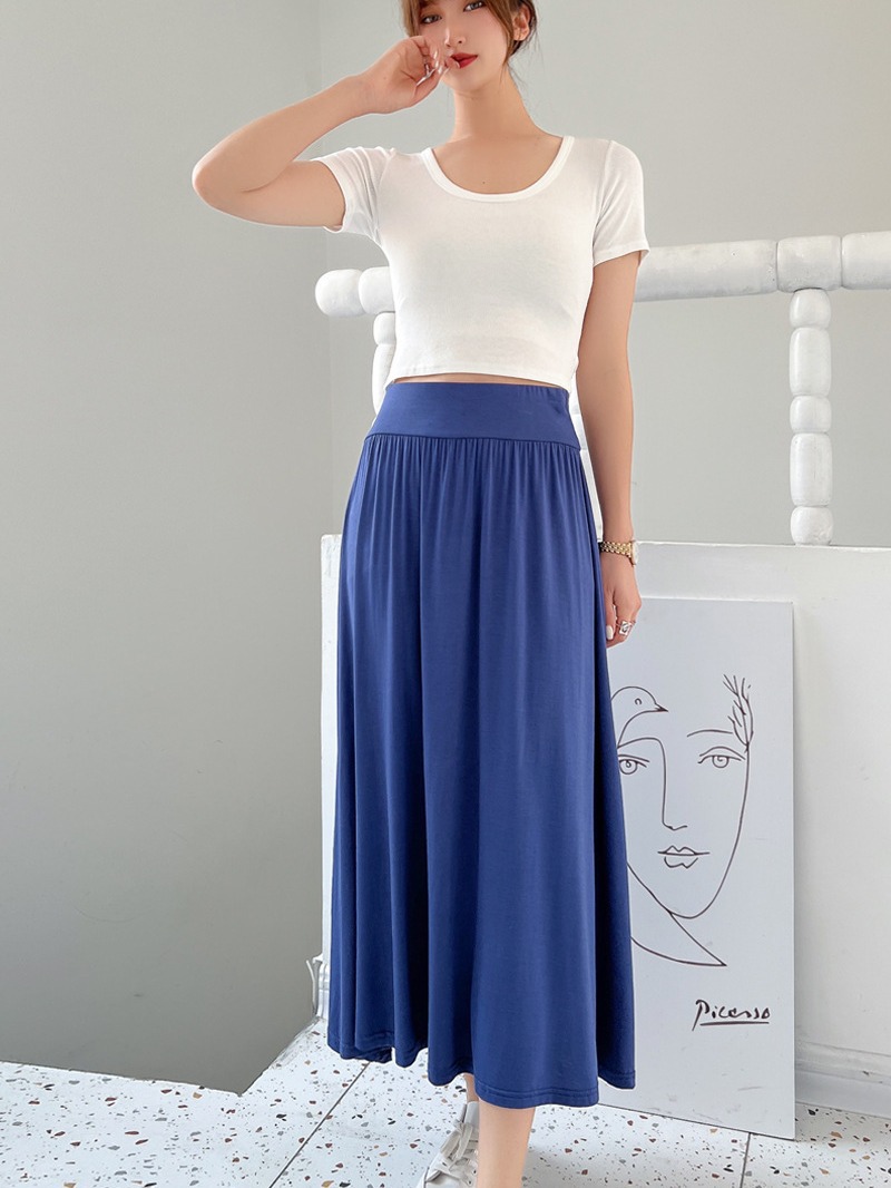 Modal High-Waisted Skirt for Women, New Summer Style, Waist-Cinching, Slimming, Large Hem, Long A-Line Sun Umbrella Skirt