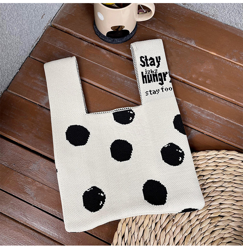 Women's Medium Polyester Letter Polka Dots Vintage Style Classic Style Open Shopping Bags display picture 2