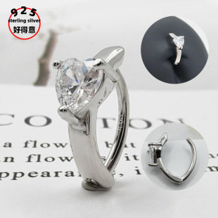 Proud s925 sterling silver new style navel buckle diamond-embedded heart-shaped unisex navel ring cross-border puncture jewelry