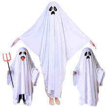 跨境halloween万圣节派对白色服装化妆舞会儿童成人幽灵披风斗篷