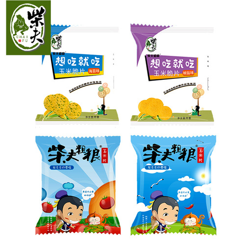 Chaifu non-fried thin crispy corn crisps multi-flavor seaweed pepper salt tomato spicy whole grain potato chips snacks
