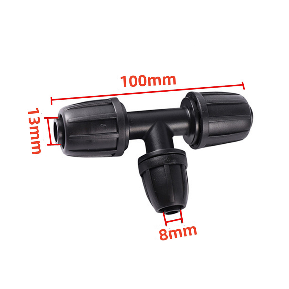 16 juntas de tubería a través de tres vías jardín césped riego automático riego de flores junta de riego tubería de riego por goteo junta de bloqueo