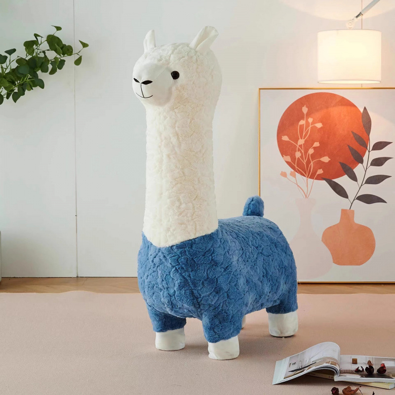 Internet celebridad creativa taburetes de alpaca de tamaño grande sala de estar adornos de suelo asiento de animales de peluche regalo de mudanza de nuevo hogar