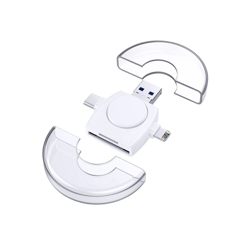 Lector de tarjetas de teléfono móvil para Huawei Android tipo-c Cuatro en Uno TF tarjeta SD redondo multifunción lector de tarjetas al por mayor