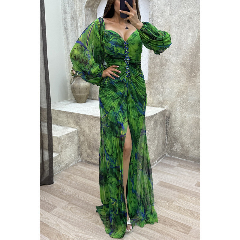 Pleated Long Sleeve Loose Comfortable Casual Women Dress Fashion Casual Daily Wear Dress For Women Spring Autumn Basic Dress_ecoleips.com