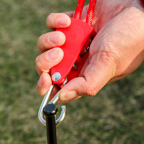 Camping metal pulley lifting rope lanyard tent windproof rope canopy adjustable pull rope buckle hook elasticity