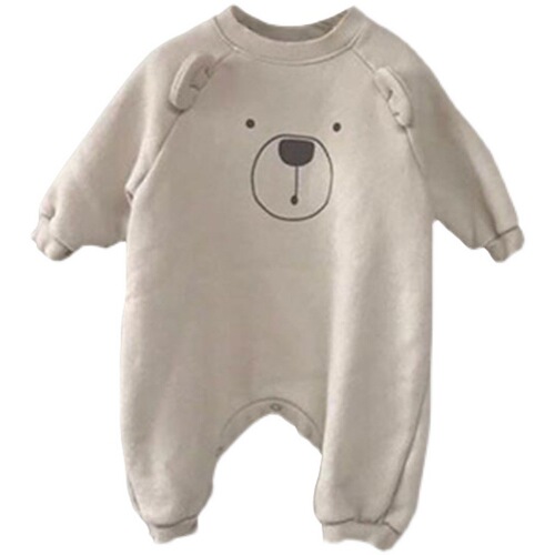 Korean Version Ins Baby Fleece Warm Bodysuit Cute Little Bear Cartoon Long Climbing Suit Autumn/Winter Sweatshirt