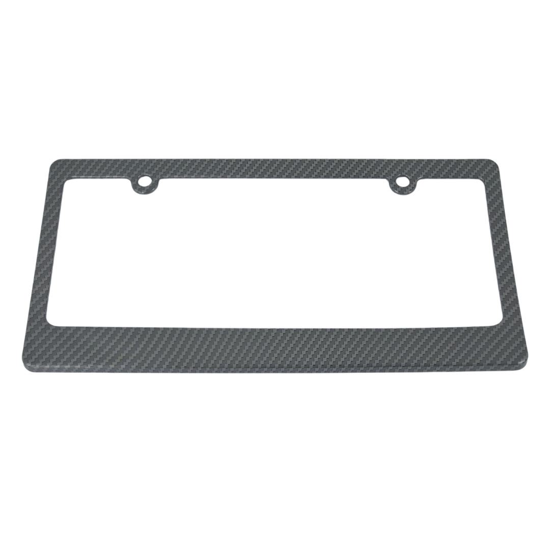 New Foreign Trade Model, American Standard White Plastic Carbon Pattern License Plate Frame with Narrow Top and Wide Bottom