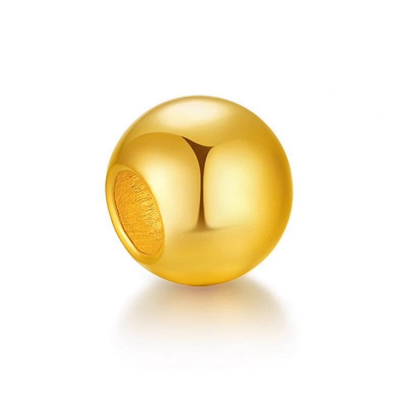 现货s925纯银厚镀18k金珠diy珠子古法银制品手工转运珠穿珠批发