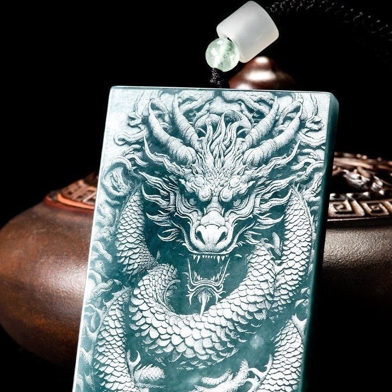 Joyería Qirui transmisión en vivo natural A mercancía jade doble cara talla colgante marca de dragón 520 regalos frescos dulces sin