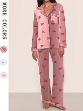 Y 29230 Pink Striped Long Sleeve Pajamas ���Ƴ���˯�� ��