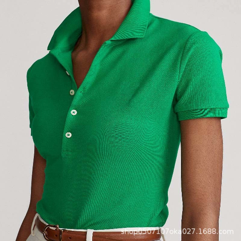 Поло женское с вышивкой «пони», короткий рукав, летнее, в нескольких цветах и размерах