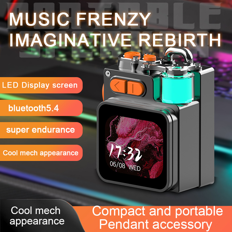 Altavoz Bluetooth metálico con pantalla, subwoofer, mini portátil, regalo de San Valentín para novio, regalo de cumpleaños.