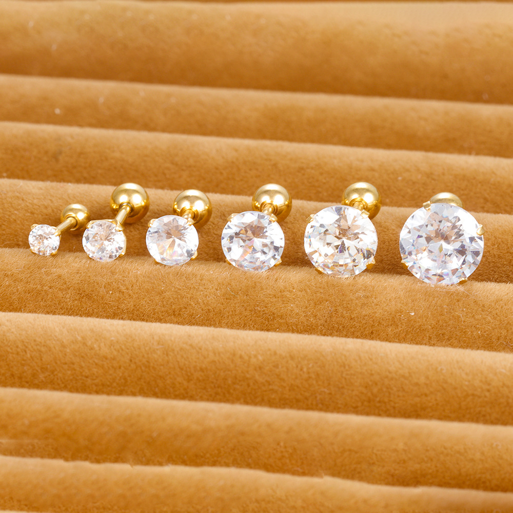 5g Weight 1 Piece Simple Style Round Plating Inlay Stainless Steel Zircon Cartilage Earrings