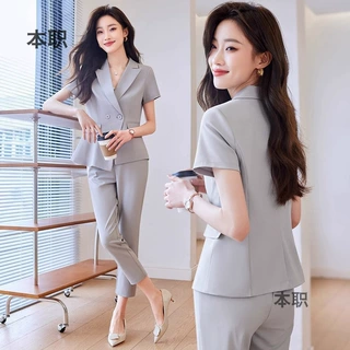 【简洁大气】高端职业套装夏季女短袖薄款正装珠宝店西服气质工作