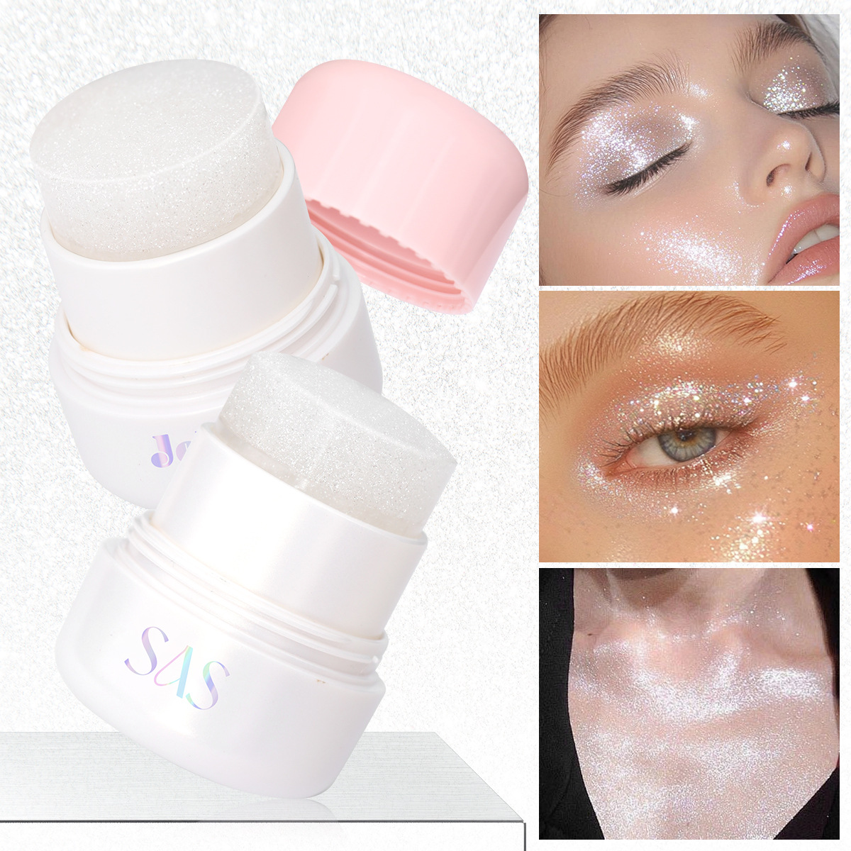 (caja de exhibición) SAS maquillaje de belleza transfronterizo caliente humectante gelatina perlada barra de resaltado SHT001